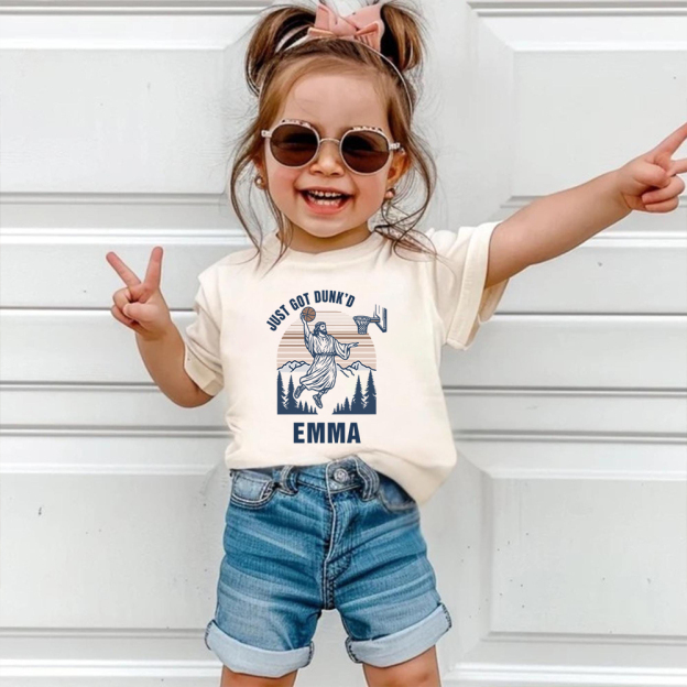 Personalized Baby Just Got Dunked Funny Baptism Shirts | CWBaby269