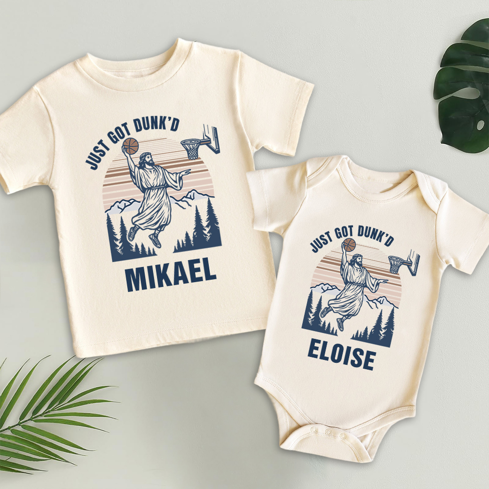 Personalized Baby Just Got Dunked Funny Baptism Shirts | CWBaby269