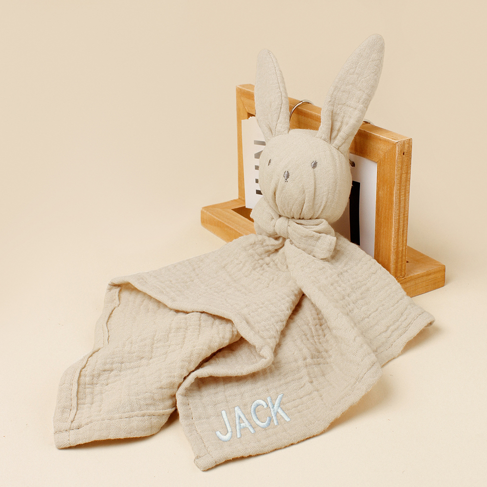 Personalized Baby Embroidery Bunny Soothing Sleep Towel | CWToy137