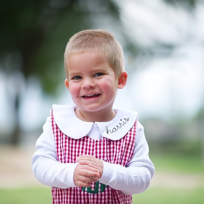 Personalized Baby Embroidered Peter Pan Collar Romper | CWBaby272