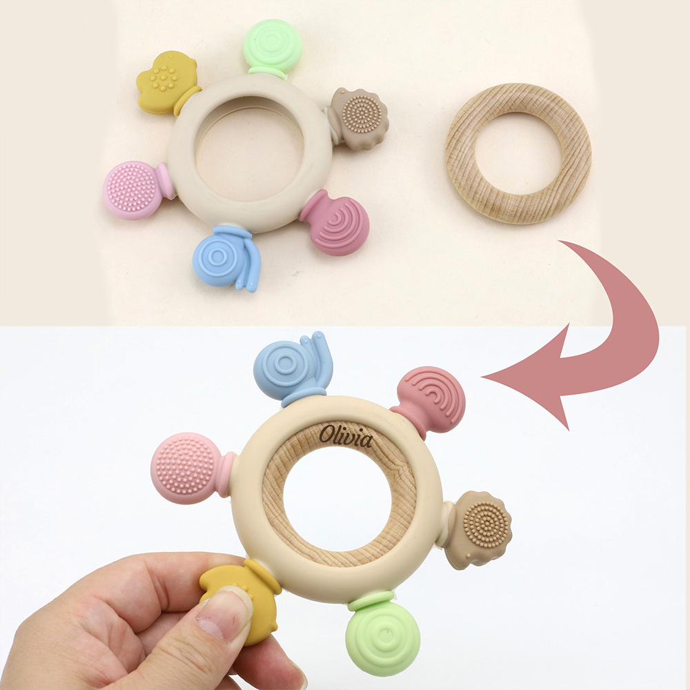Personalised Baby Food Silicone Sensory Teething Ring | CWToy136