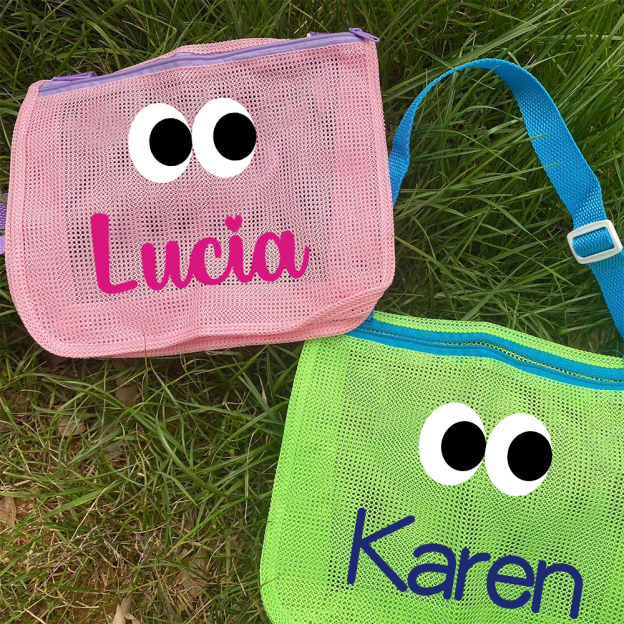 Personalized Seashell Zipper Mesh Beach Bag | CWBeach0101
