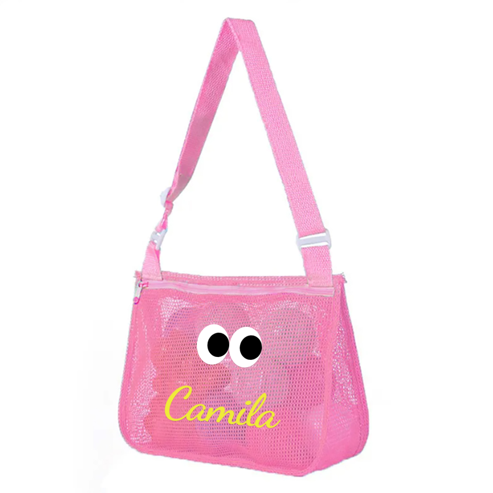 Personalized Seashell Zipper Mesh Beach Bag | CWBeach0101