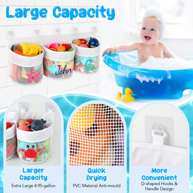 Personalized Wall-mounted Bath Toy Storage Mesh Bag | CWToy137