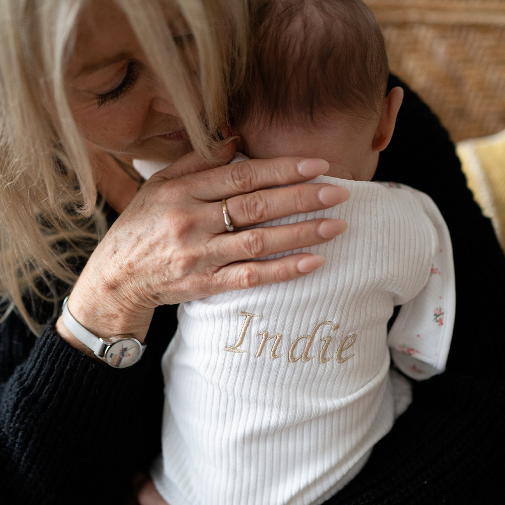 Personalized Embroidery Baby Organic Cotton Ribbed Outfit | CWBaby277