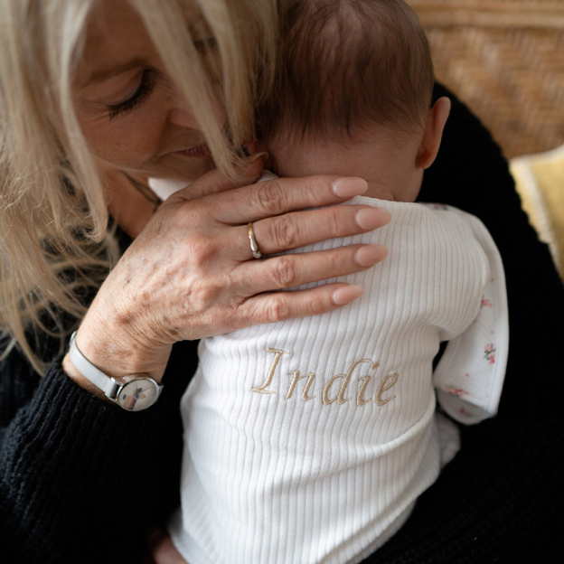 Personalized Embroidery Baby Organic Cotton Ribbed Outfit | CWBaby277