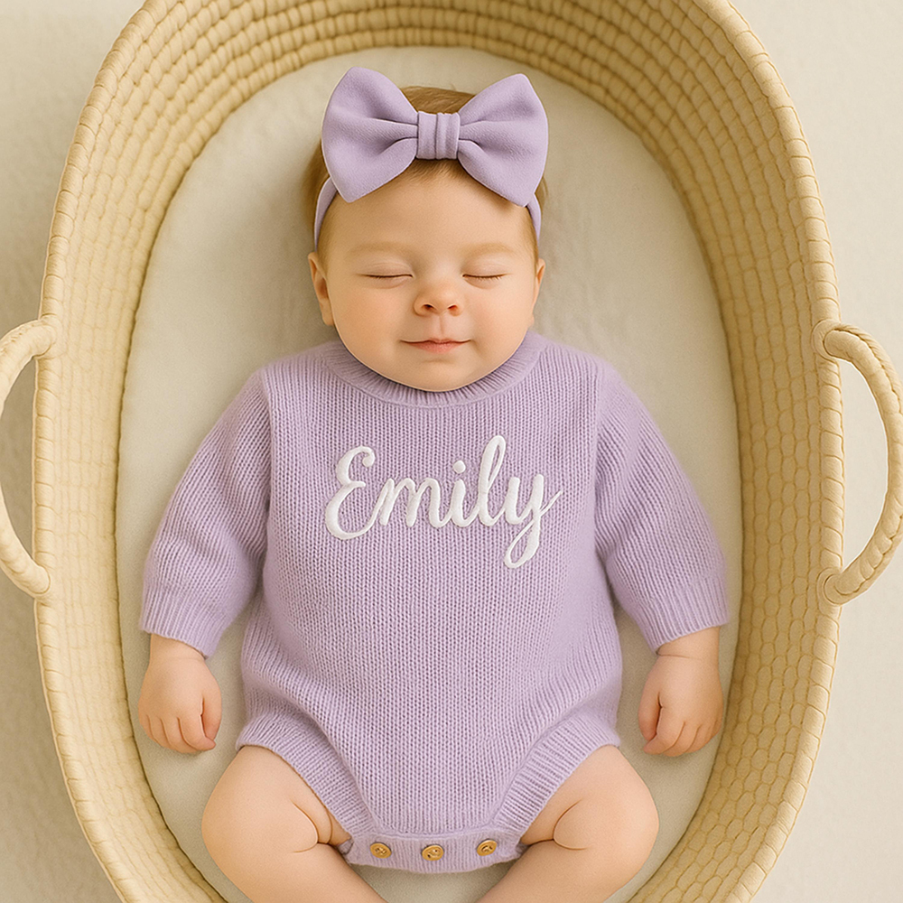 Personalized embroidered Name Baby Sweater Romper | CWBaby278