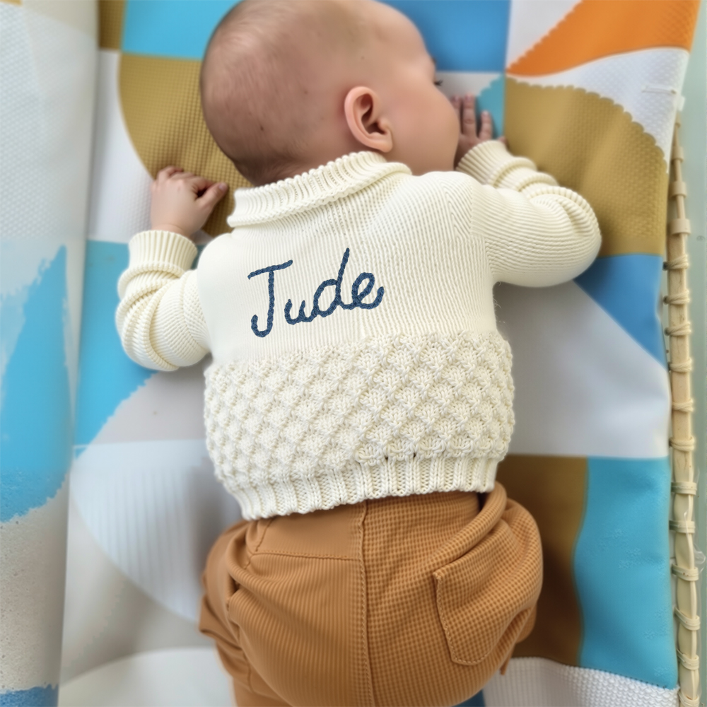 Personalized Hand Embroidered Baby Cardigan | CWBaby281