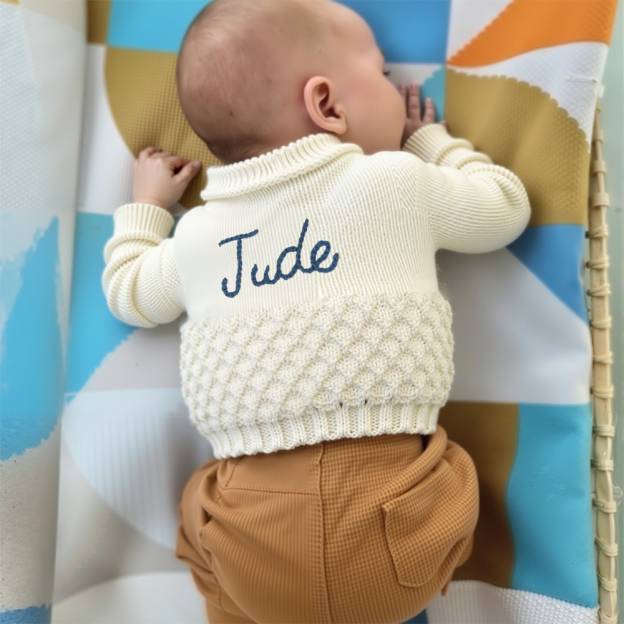 Personalized Hand Embroidered Baby Cardigan | CWBaby281
