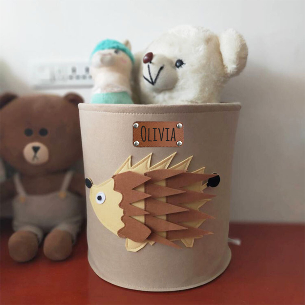 Personalized Leather patch Felt Laundry & Toy Storage Baskets | CWToy140