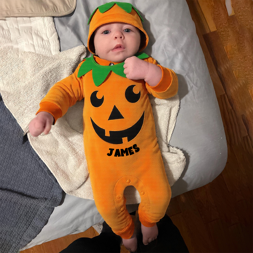 Personalized Baby Pumpkin Halloween Jumpsuit | CWHalloween42