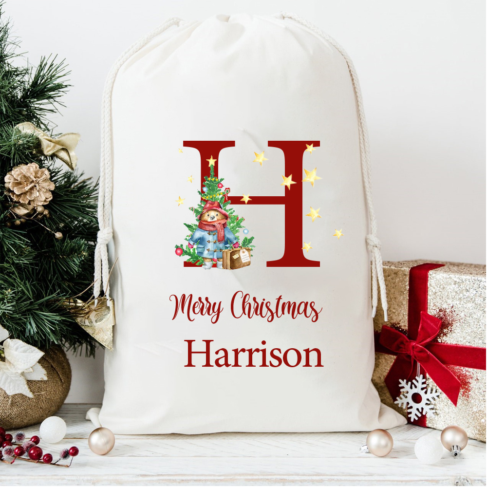 Personalized Name & Initial Christmas Gift Sack | MCGift10