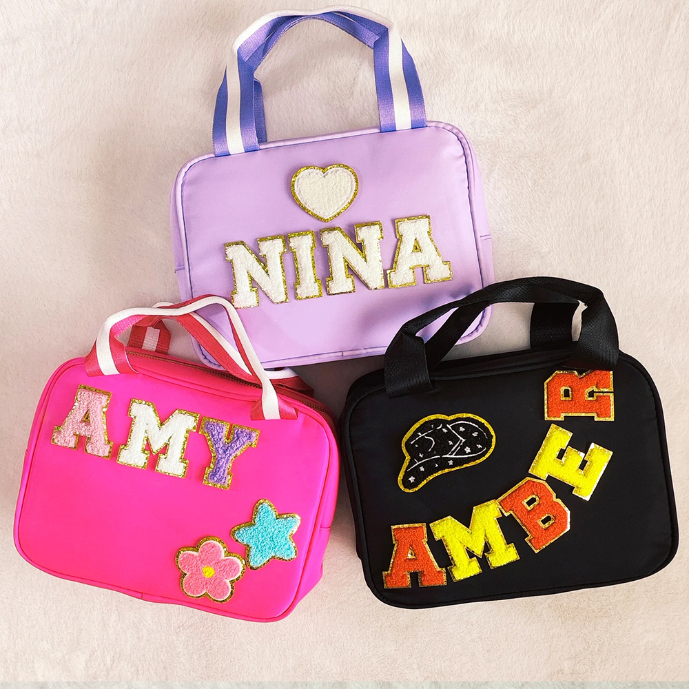 Personalized Chenille Letters Patch Kids Lunch Bag