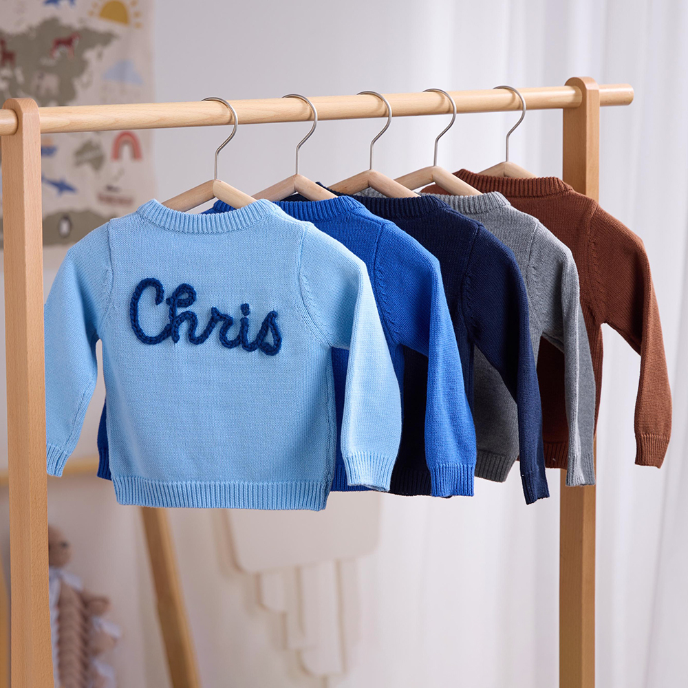 Personalized Hand Embroidered Kids Cardigan | CWBaby289
