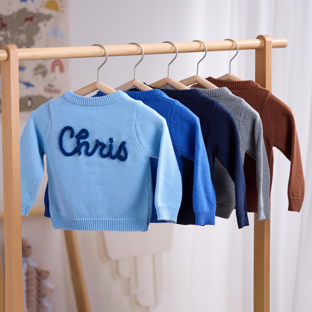 Personalized Hand Embroidered Kids Cardigan | CWBaby289