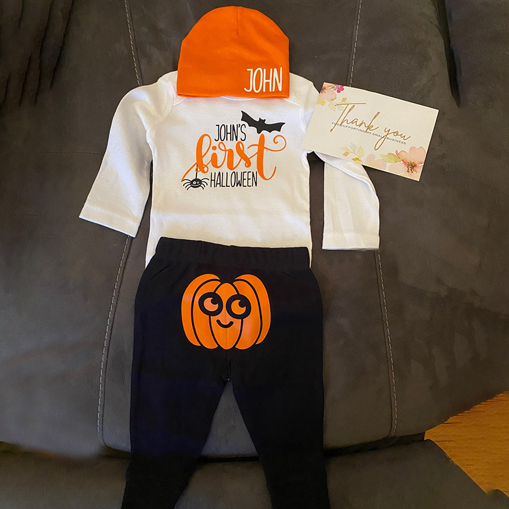 Personalized Baby First Pumpkin Outfit Set | CWHalloween62