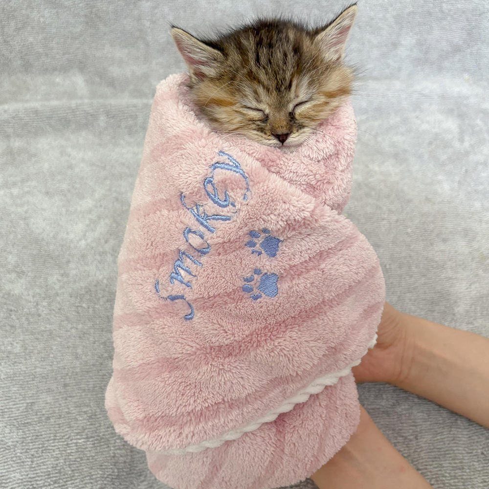 Personalized Embroidered Cozy Coral Fleece Pet Blanket | BKPet199