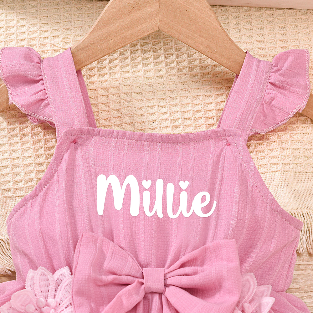 Personalised Lovely Lace Flower Baby Girl Princess Dress | CWBaby294