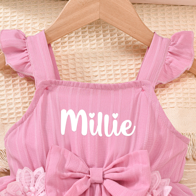 Personalised Lovely Lace Flower Baby Girl Princess Dress | CWBaby294