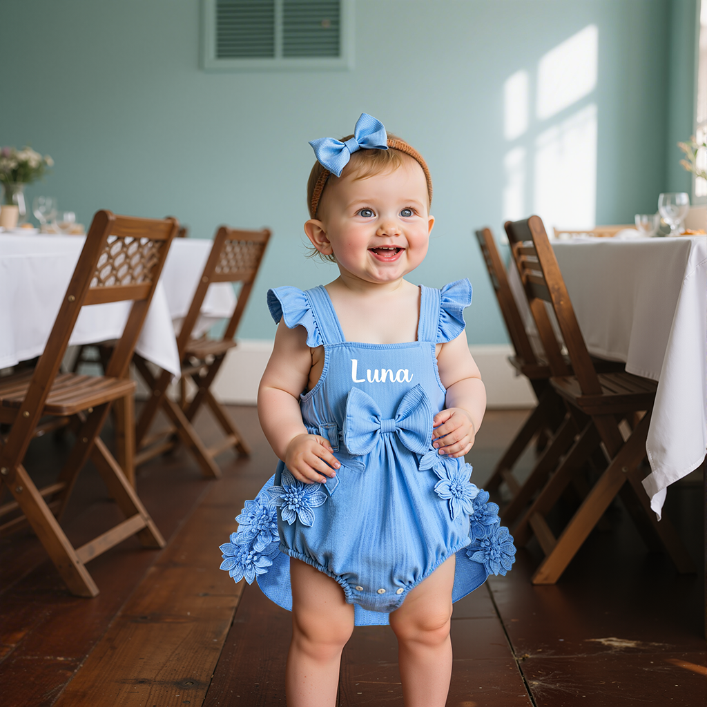 Personalised Lovely Lace Flower Baby Girl Princess Dress | CWBaby294