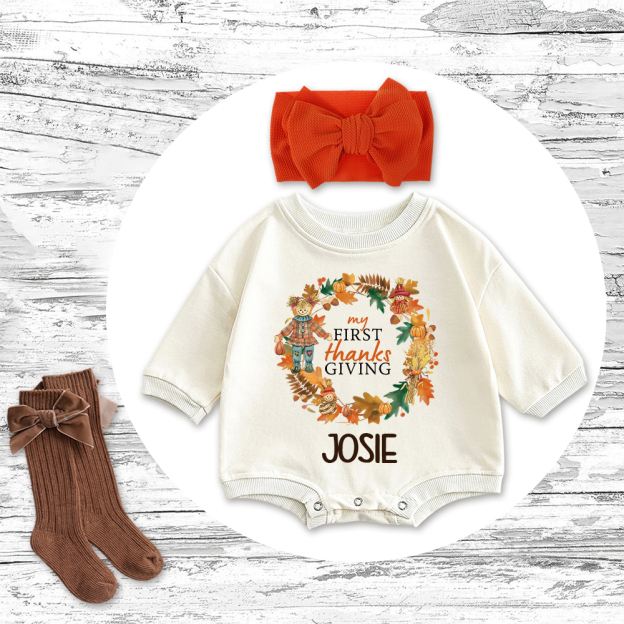 Personalized Thanksgiving Baby Girl Outfit | CWThanks01