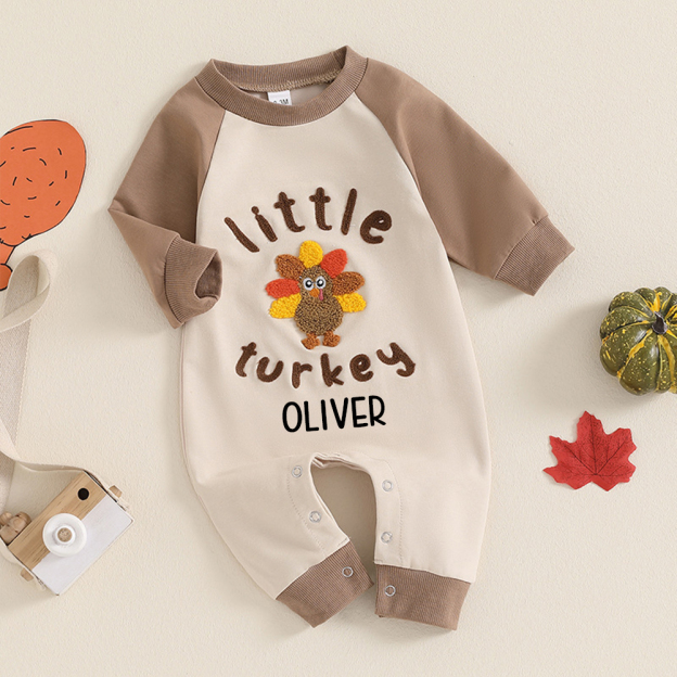 Personalized Baby Lovely Thanksgiving Turkey Romper | CWThanks04