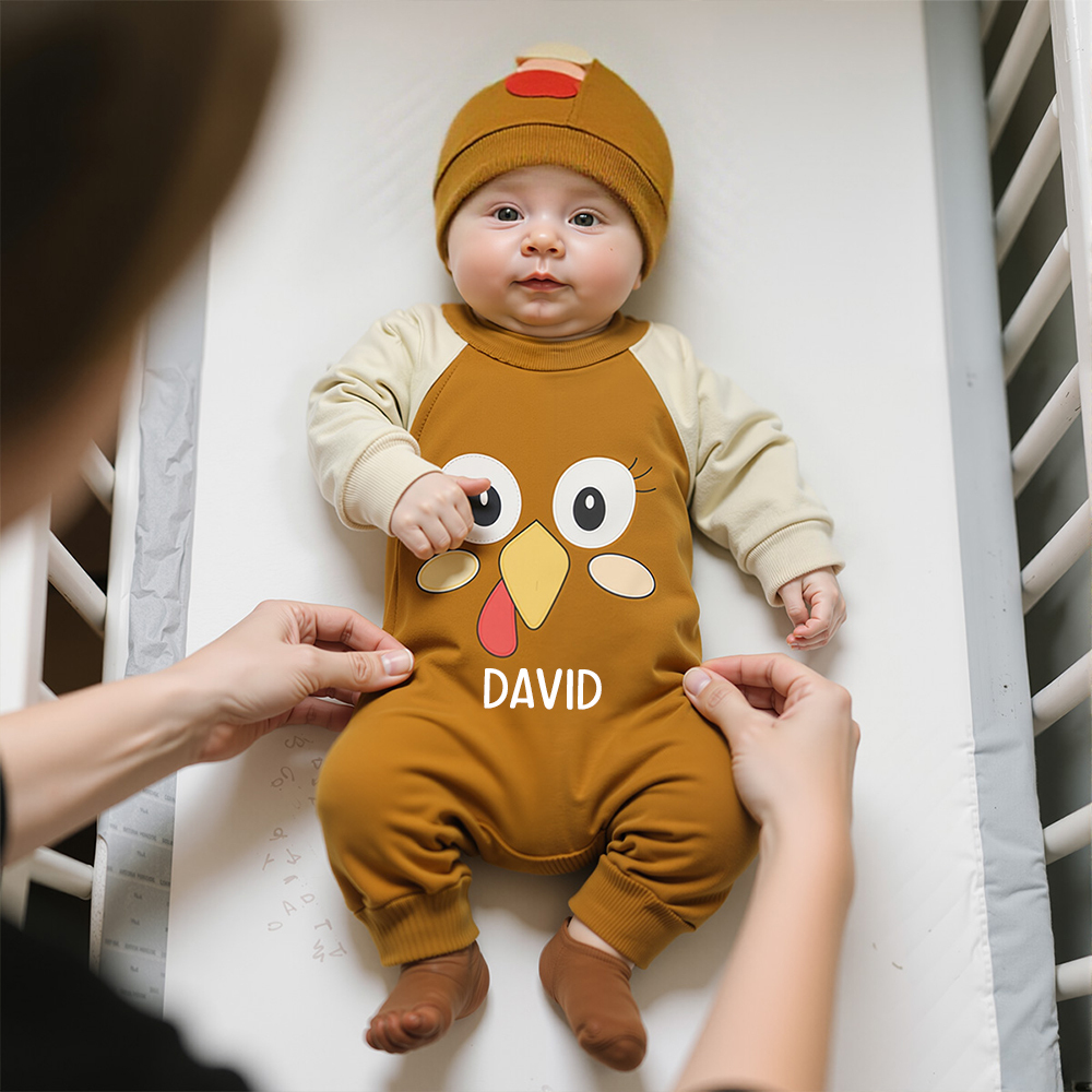 Personalized Baby Thanksgiving Turkey Romper with Hat | CWThanks10