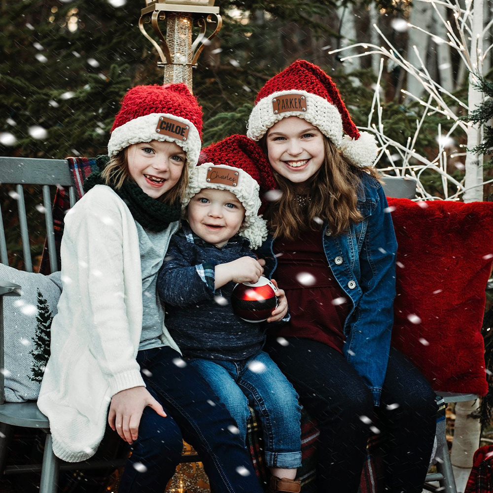 Personalized Leather Patch Christmas Santa Hat | MCGift115