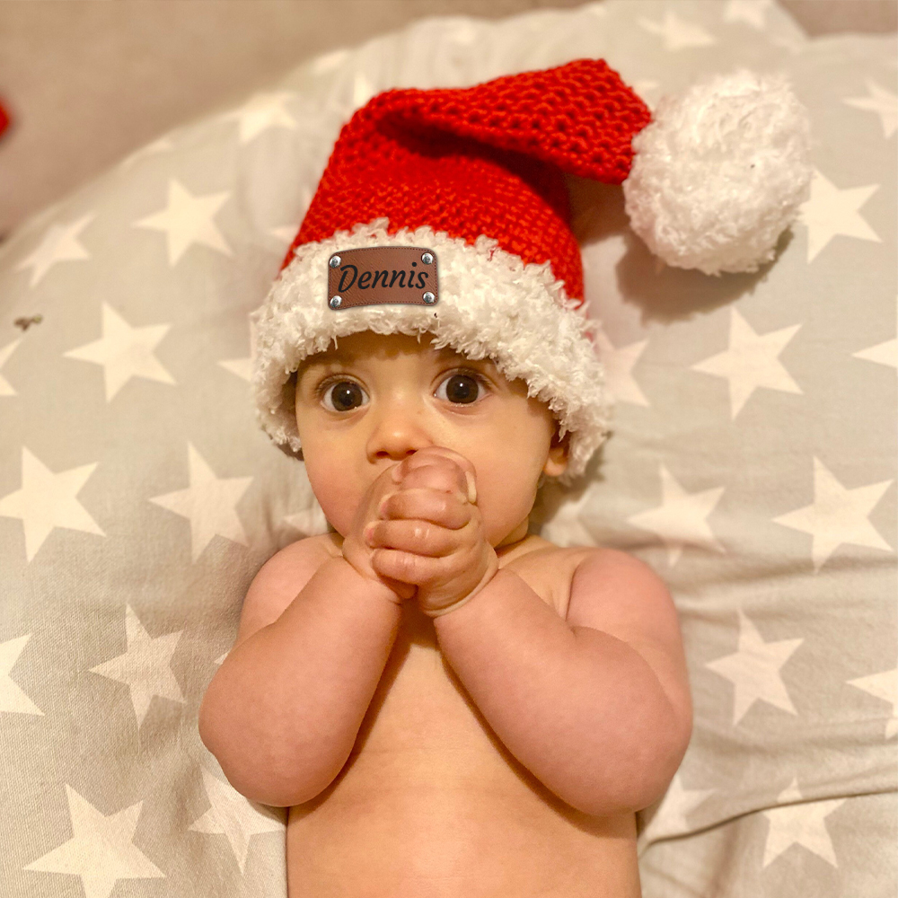 Personalized Leather Patch Christmas Santa Hat | MCGift65