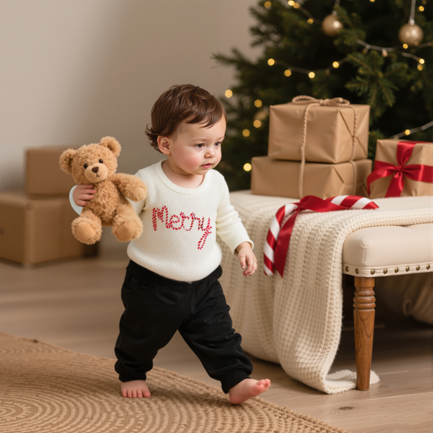 Personalized Christmas Hand embroidered Name Baby Sweater | MCGift138