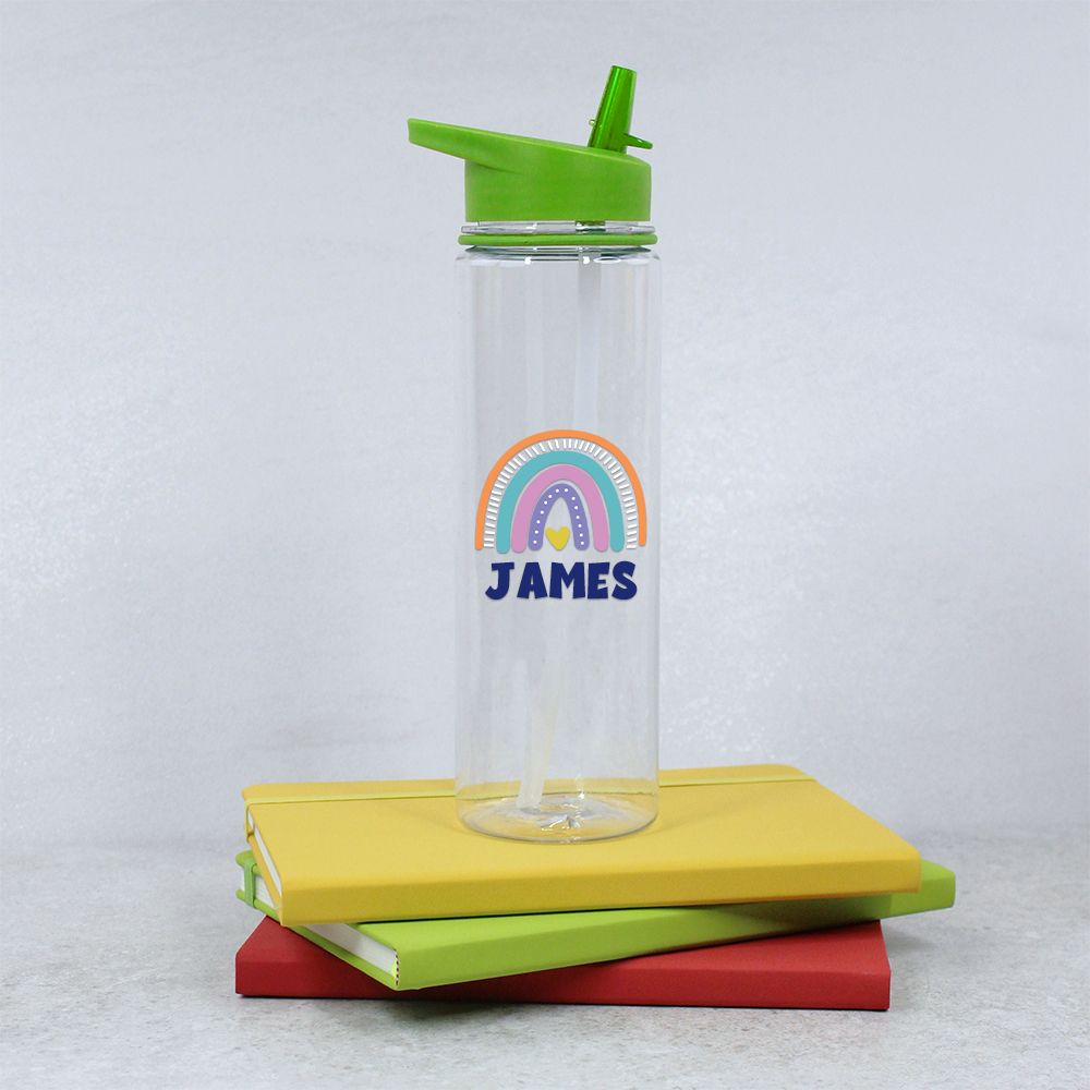 Personalised Kid Rainbow BPA Free 17oz Flip Straw Bottles | YouBottle100