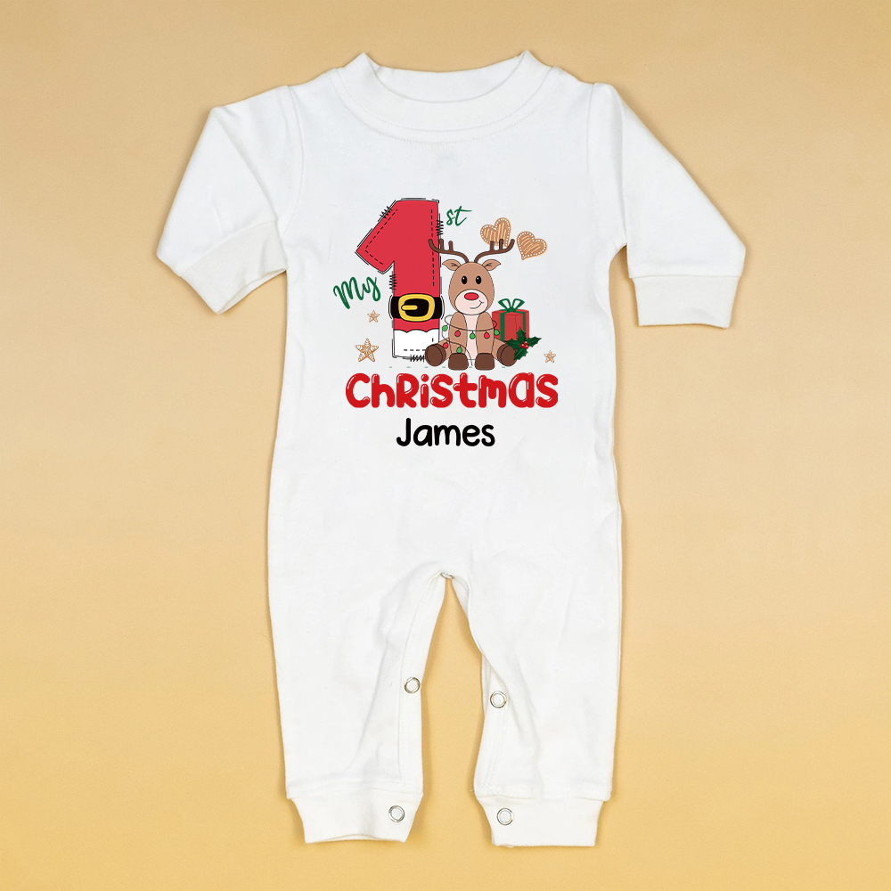 Personalized Baby 1st Christmas Ropmer and Hat Set | MCGift118