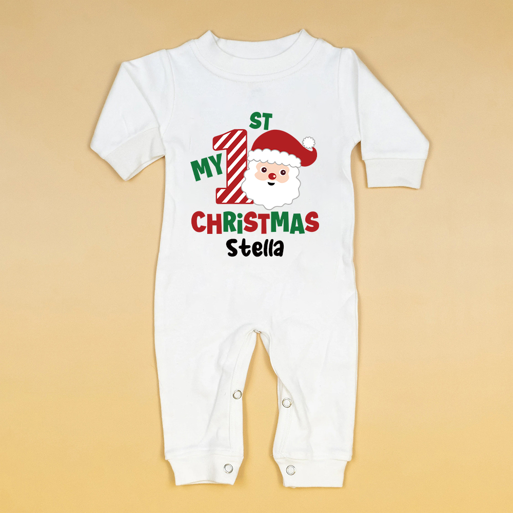 Personalized Baby 1st Christmas Ropmer and Hat Set | MCGift124