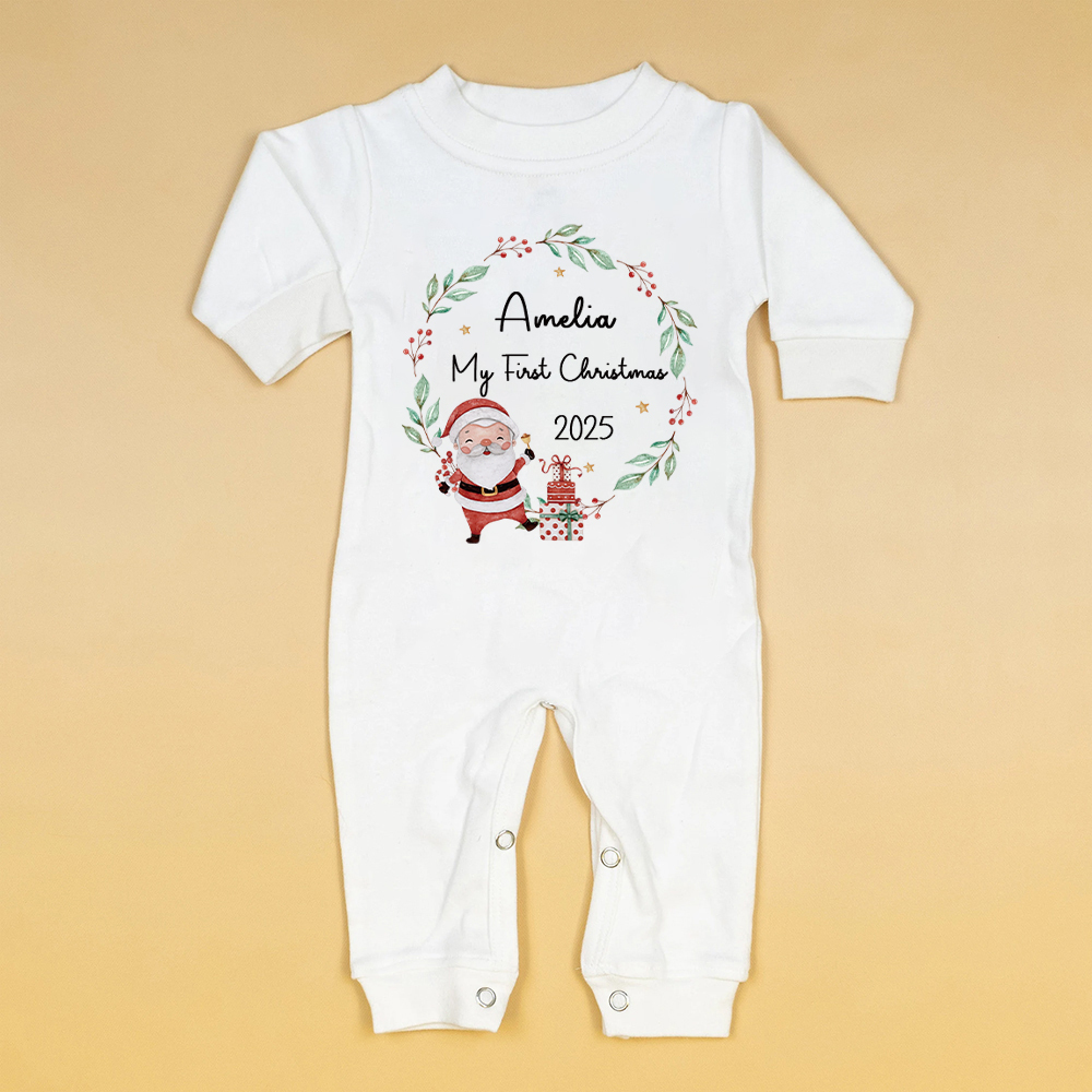 Personalized Baby 1st Christmas Ropmer and Hat Set | MCGift126