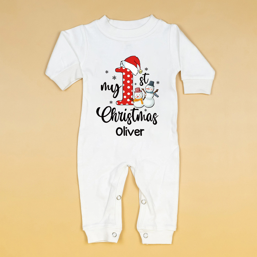 Personalized Baby 1st Christmas Ropmer and Hat Set | MCGift128