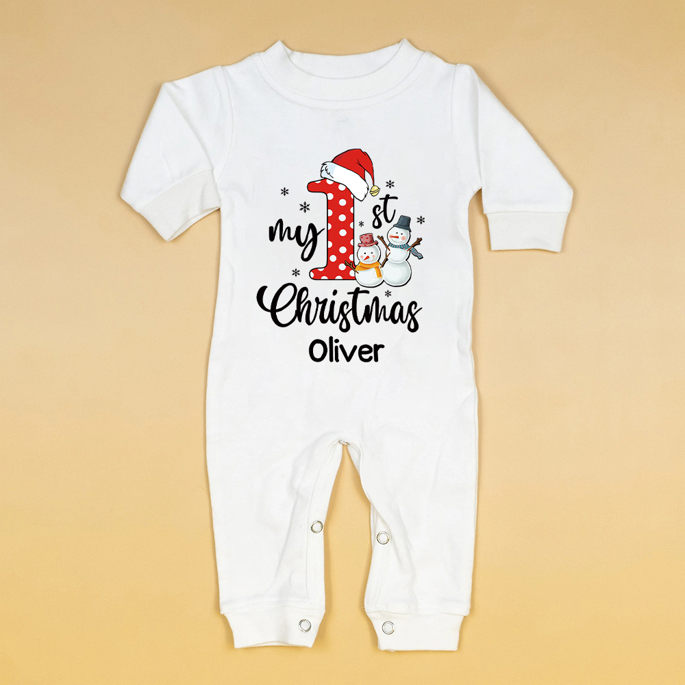 Personalized Baby 1st Christmas Ropmer and Hat Set | MCGift128