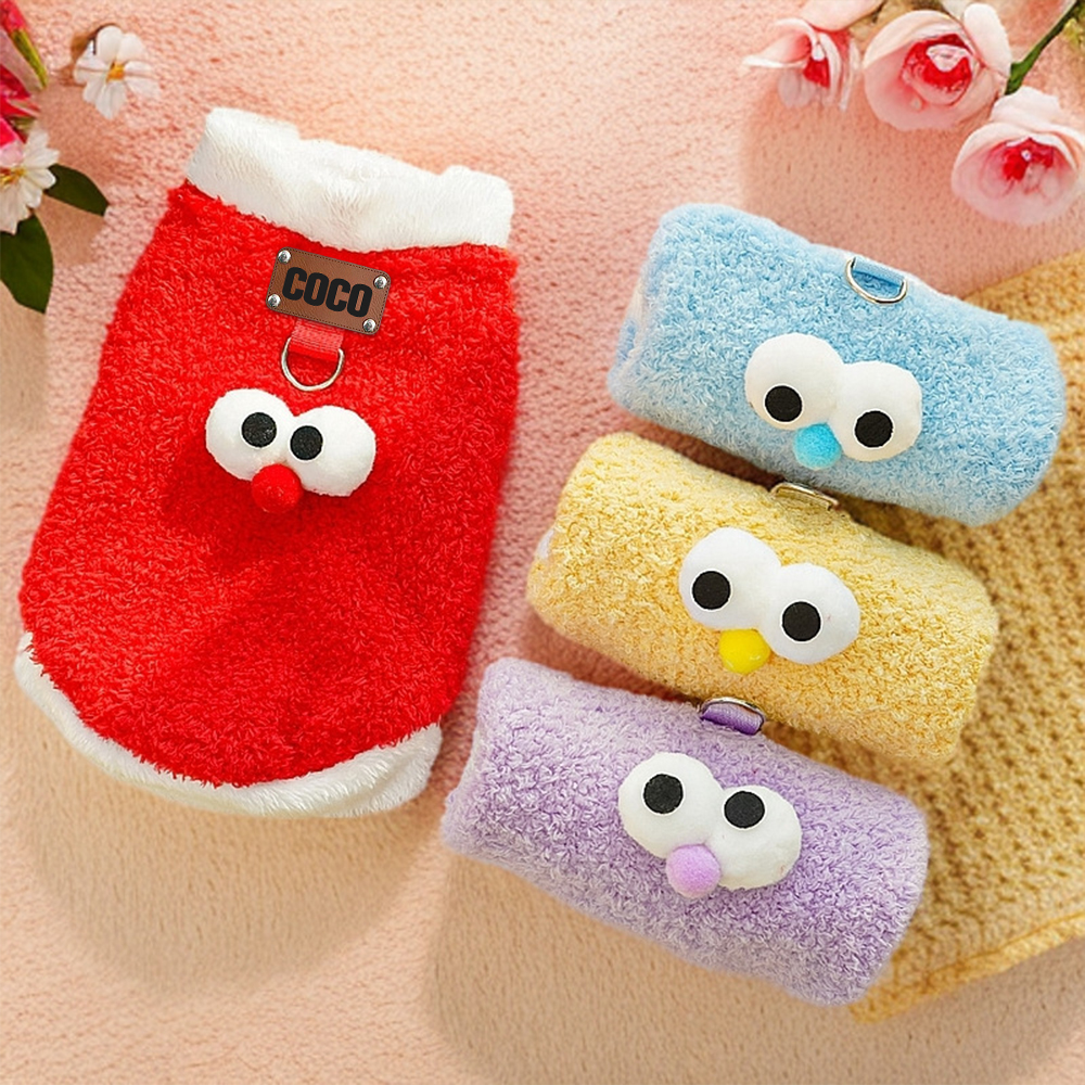 Personalized Leather Patch Lovely Pet Soft Plush Vest | BKPet216