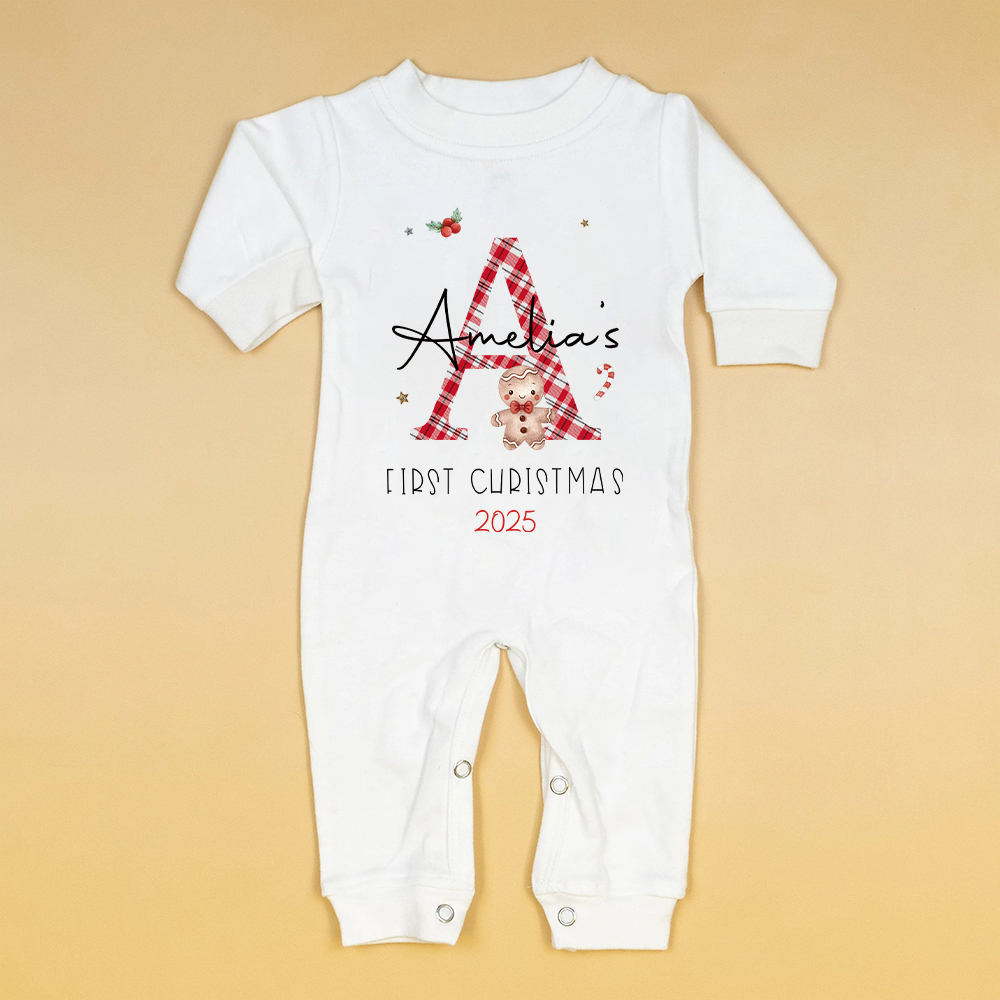 Personalized Baby 1st Christmas Ropmer and Hat Set | MCGift142