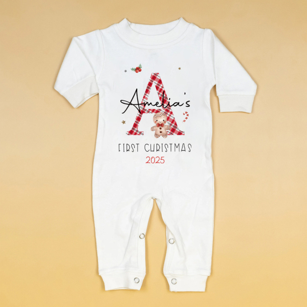 Personalized Baby 1st Christmas Ropmer and Hat Set | MCGift142