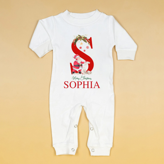 Personalized Baby 1st Christmas Ropmer and Hat Set | MCGift144