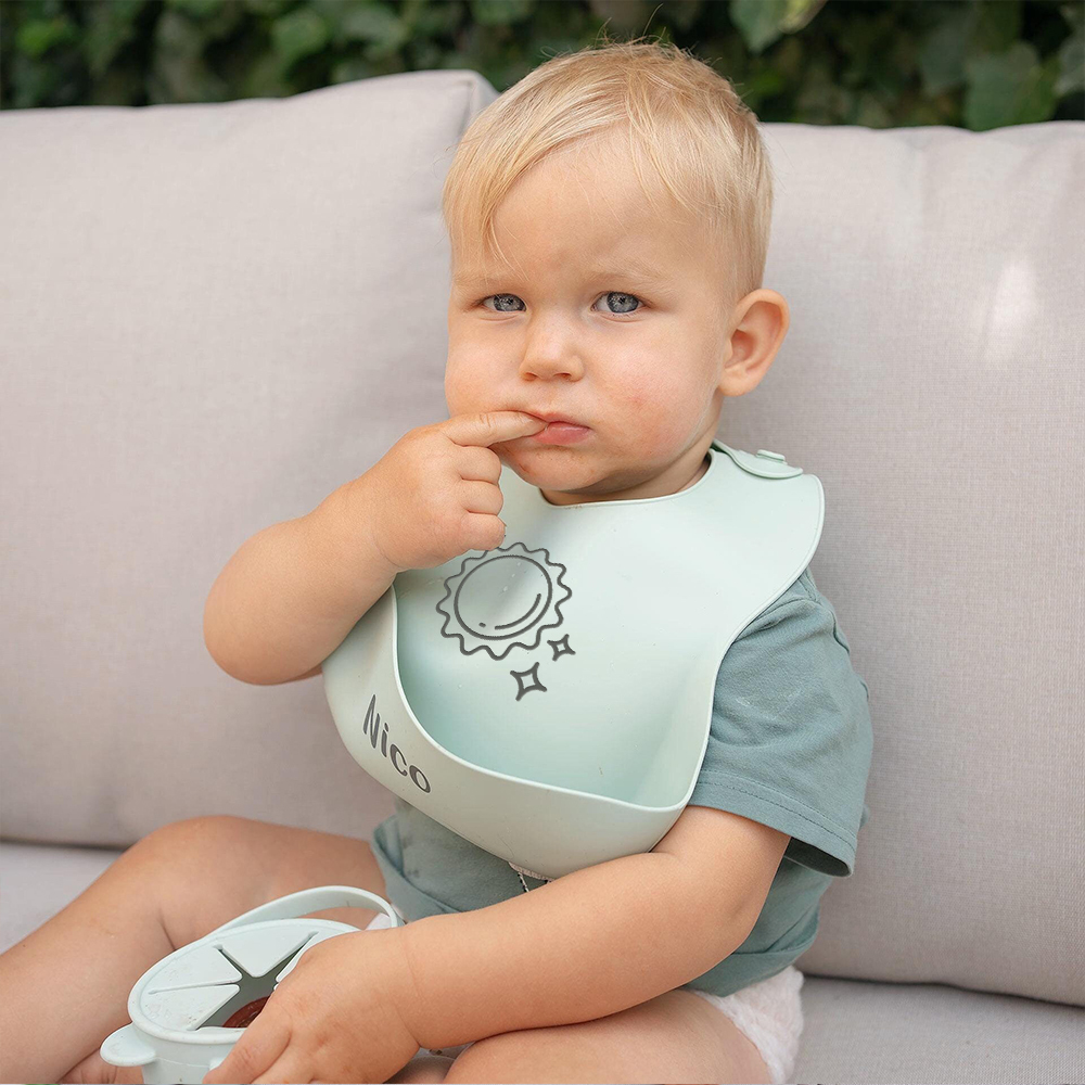 Personalized Baby Reusable Food Grade Silicone Bib | CWBaby299
