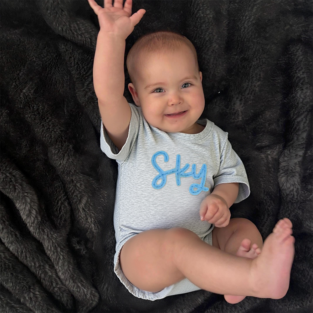 Personalized Baby Hand Embroidered Felt Romper | CWBaby301