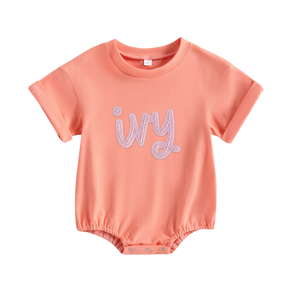 Personalized Baby Hand Embroidered Felt Romper | CWBaby301