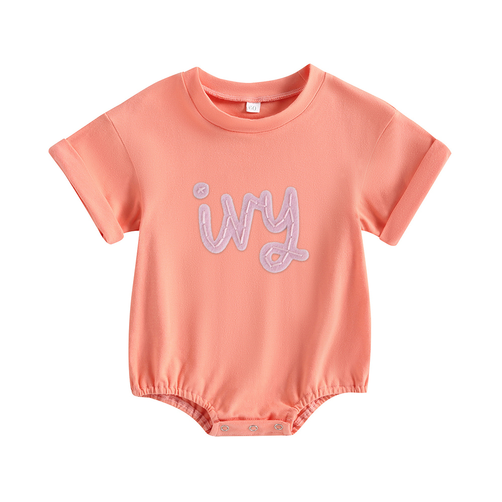 Personalized Baby Hand Embroidered Felt Romper | CWBaby301