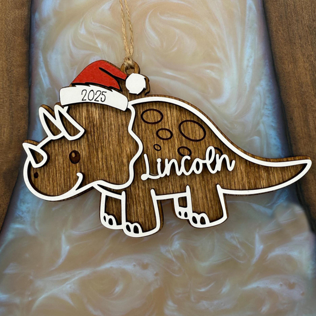 Personalized Christmas Dinosaur Wood Ornaments Decoration | MCGift146