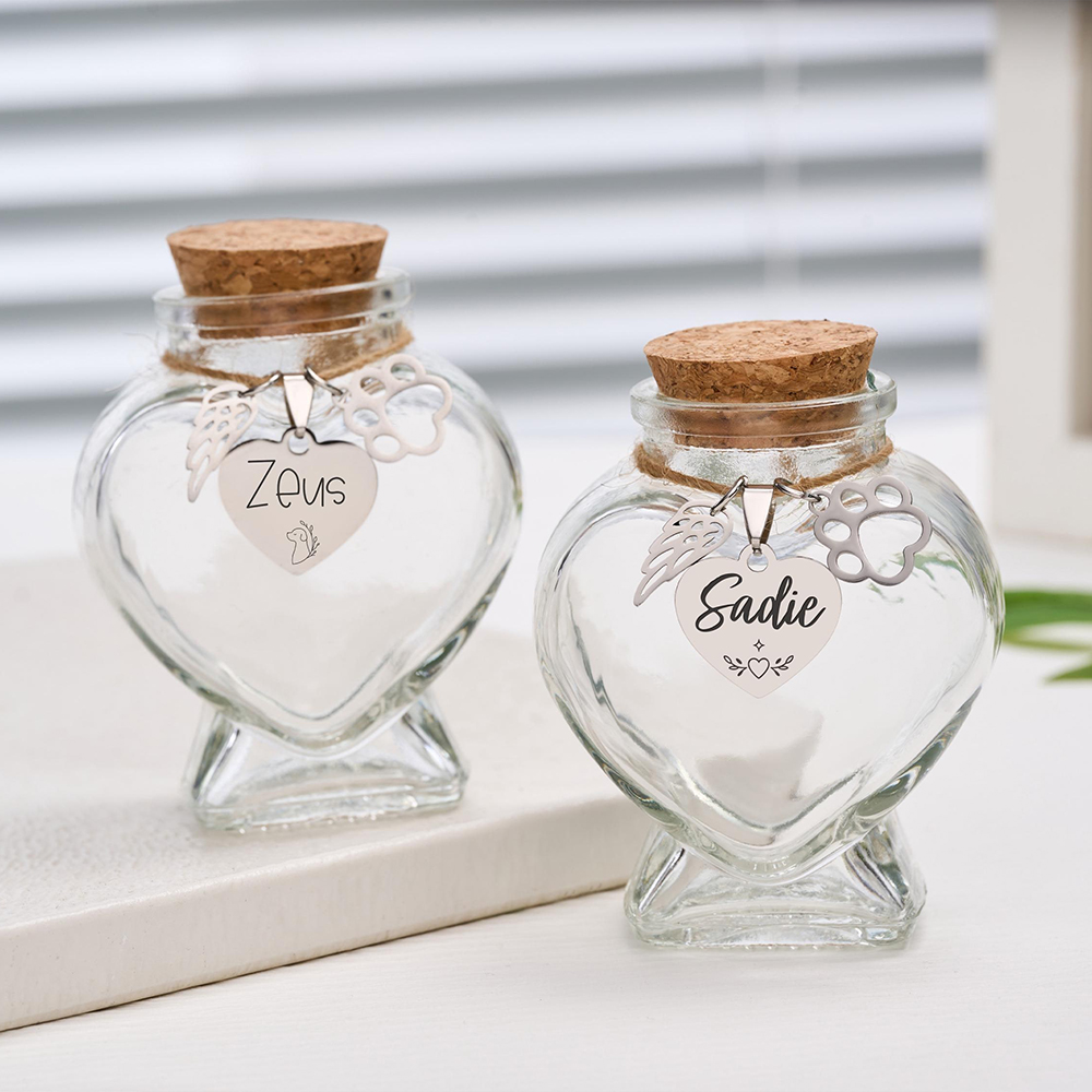 Personalized Pet Hair Heart Memorial Jar | BKPet218