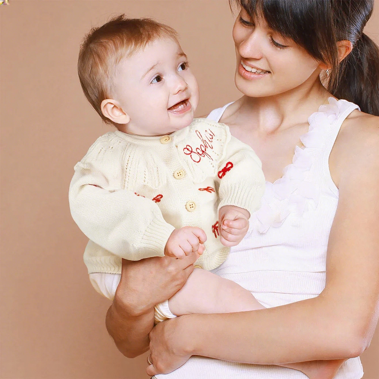 Personalized Embroidered Coquette Bow Cardigan Sweater | CWBaby285