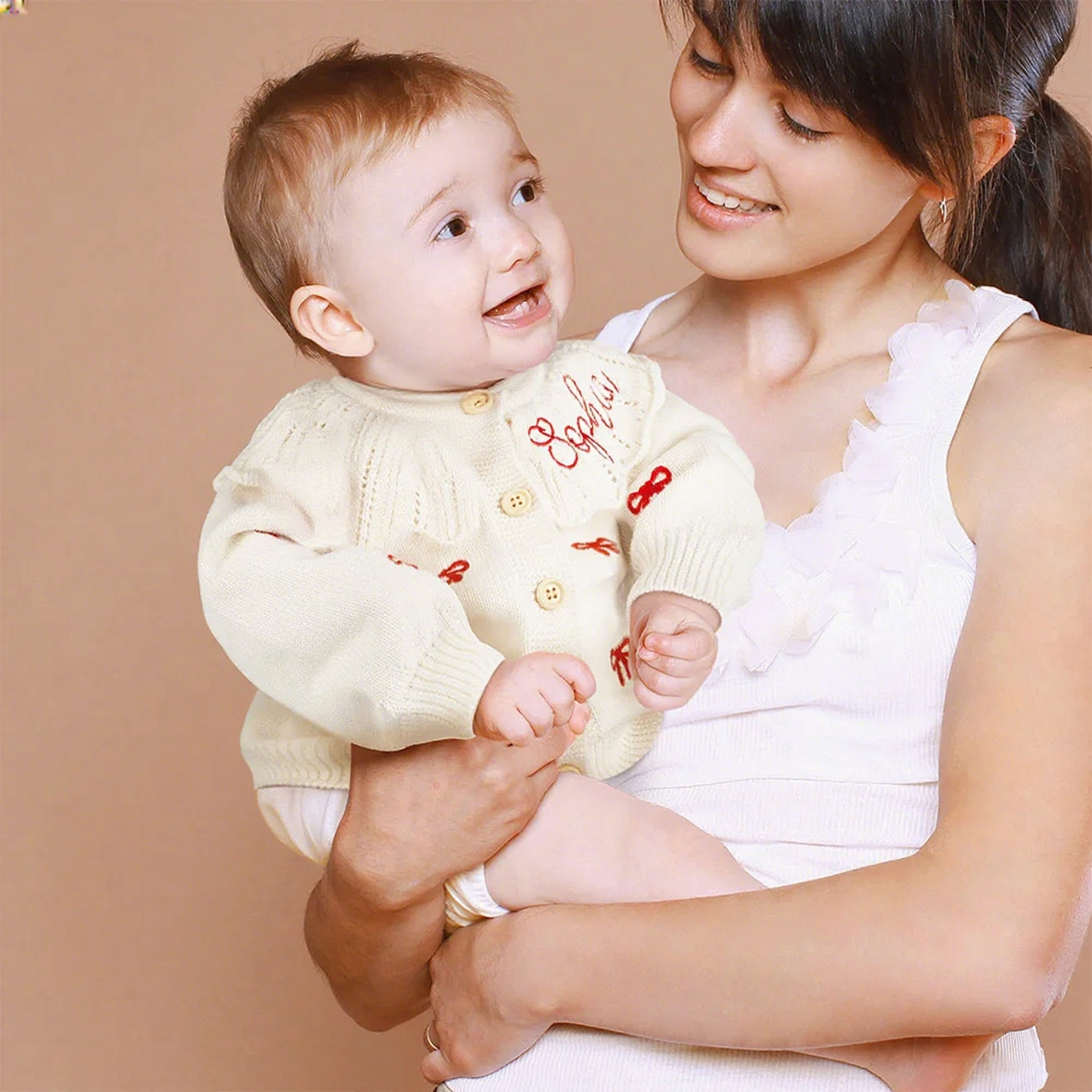 Personalized Embroidered Coquette Bow Cardigan Sweater | CWBaby285