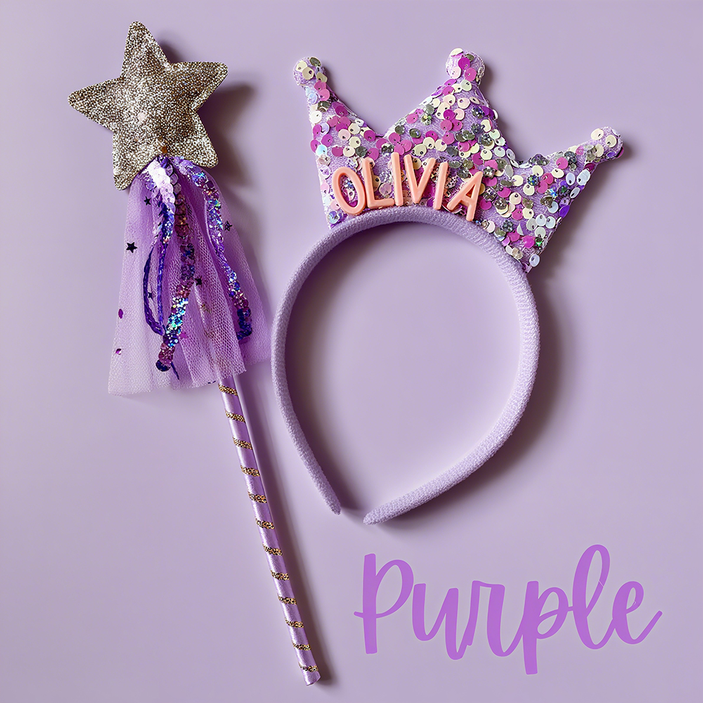Personalized Girls Party Tiara Headband and Fairy Wand Set | CWToy151