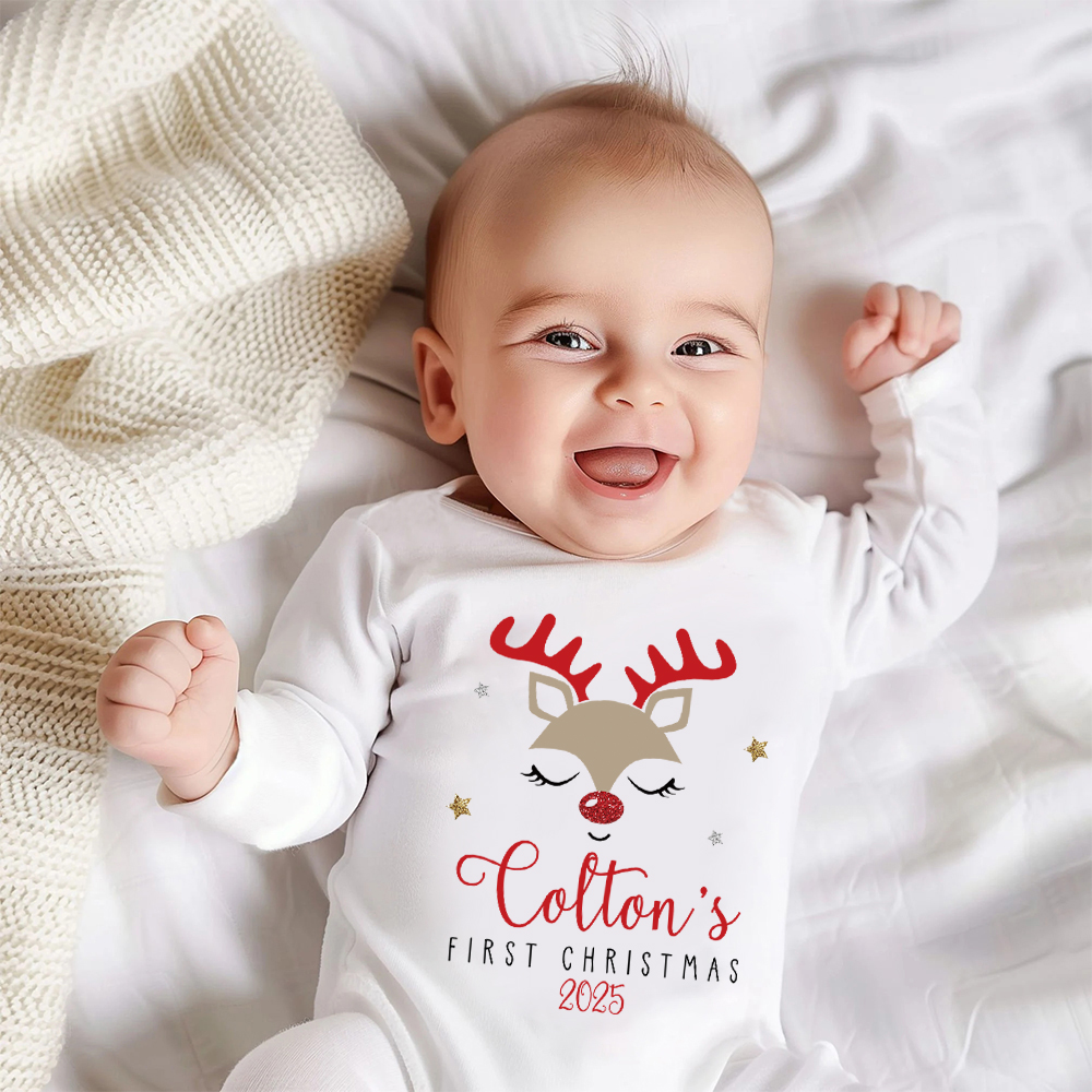 Personalized Baby 1st Christmas Ropmer and Hat Set | MCGift141